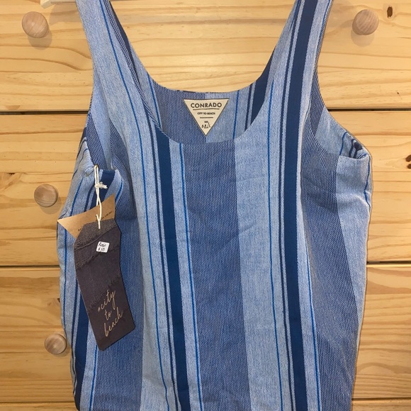 Conrado - Robin Tank Top - Blue Pique Stripe - M/L  (NWT) - Picture 9 of 11